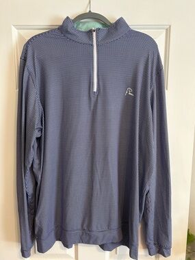 Rhoback Men's Navy Micro-Check Quarter-Zip Pullover
